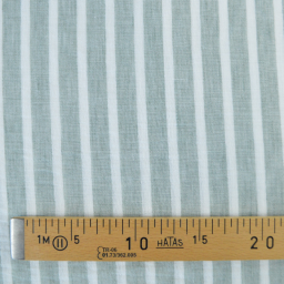Tissu aspect Lin à rayures - Sauge et blanc