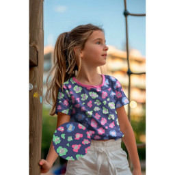 1 coupon de 95cm - Tissu Jersey Stretch motif Léopard Glitter – Fond Bleu Marine - Poppy