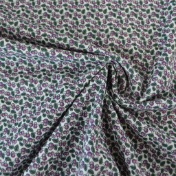 Seersucker motif cerises prune et vertes fond écru