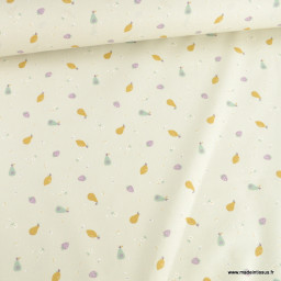 Tissu cretonne coton Tifruit motifs fruits fond lin - oeko tex