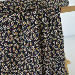 Tissu crêpe de Viscose lurex Irina motif fleurs fond noir