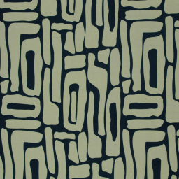 1 coupon de 165 cm de Tissu popeline de Viscose graphique vert et marine