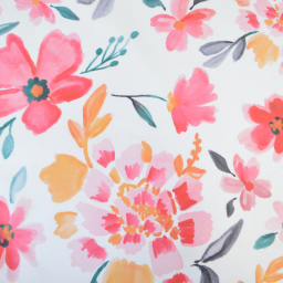 Tissu coton Felis XXL motif fleurs aquarelle roses fond blanc