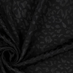 1 coupon de 75 cm de Tissu Viscose Jacquard Noir Motif Léopard