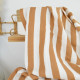 Tissu double gaze motif rayures Camel et blanc - OEKO TEX