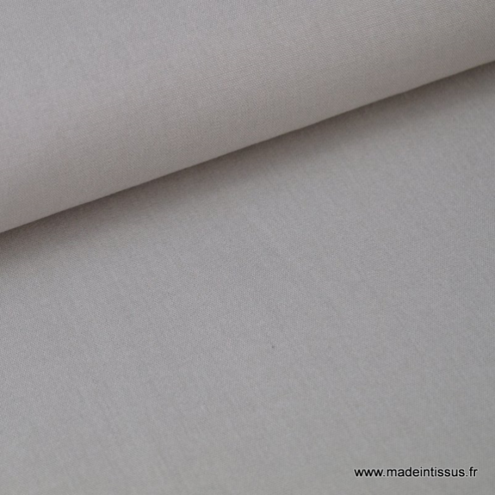 Tissu Popeline coton oeko tex uni gris au mètre
