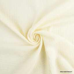 1 coupon de 145 cm de Double gaze de coton Bio uni Ecru -  OEKO TEX