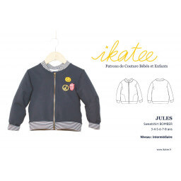 Patron sweatshirt BOMBER à zip JULES by Ikatee pour garçon ou fille du 3 au 8 ans