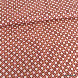 Popeline de coton motif géométrique losange Aubergine - oeko tex