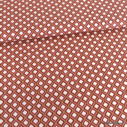 Popeline de coton motif géométrique losange Aubergine - oeko tex