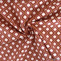 1 coupon de 70 cm de Popeline de coton motif géométrique losange Aubergine - OEKO TEX