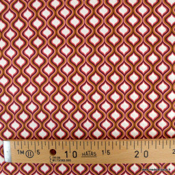 1 coupon de 70 cm de Popeline de coton motif géométrique losange Aubergine - OEKO TEX