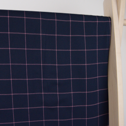 1 coupon de 60 cm de Tissu à carreaux Bleu marine et Rose