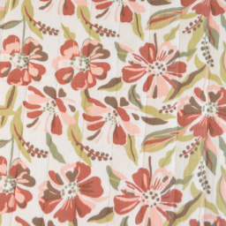 1 coupon de 68 cm de Double gaze matelassée motif fleurs et léopard vert olive