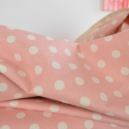 Tissu coton lavé motif Pois - Rose