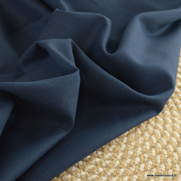 Tissu gabardine de coton coloris bleu marine - oeko tex