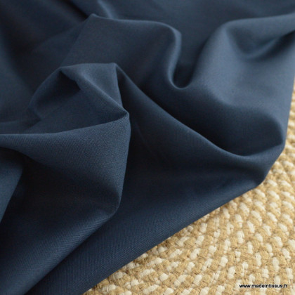 Tissu gabardine de coton coloris bleu marine - oeko tex