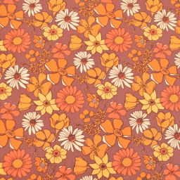 1 coupon de 88 cm de Tissu velours milleraies Azylis – fleurs vintage orange