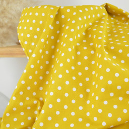 Tissu popeline coton motif Pois blancs fond ocre - OEKO TEX