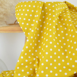 Tissu popeline coton motif Pois blancs fond ocre - OEKO TEX
