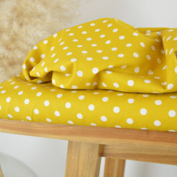 Tissu popeline coton motif Pois blancs fond ocre - OEKO TEX