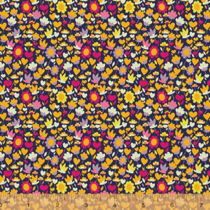 Tissu Rayon de coton fleurs Ocre Solstice - Windham Fabrics - Oeko tex