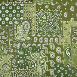 Tissu coton Farwest motif Bandana vert - OEKO TEX
