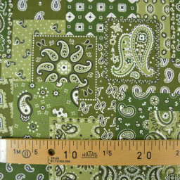 Tissu coton Farwest motif Bandana vert - OEKO TEX