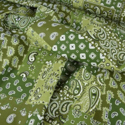 Tissu coton Farwest motif Bandana vert - OEKO TEX