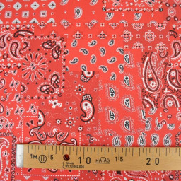 Tissu coton Farwest motif Bandana Rouge - OEKO TEX