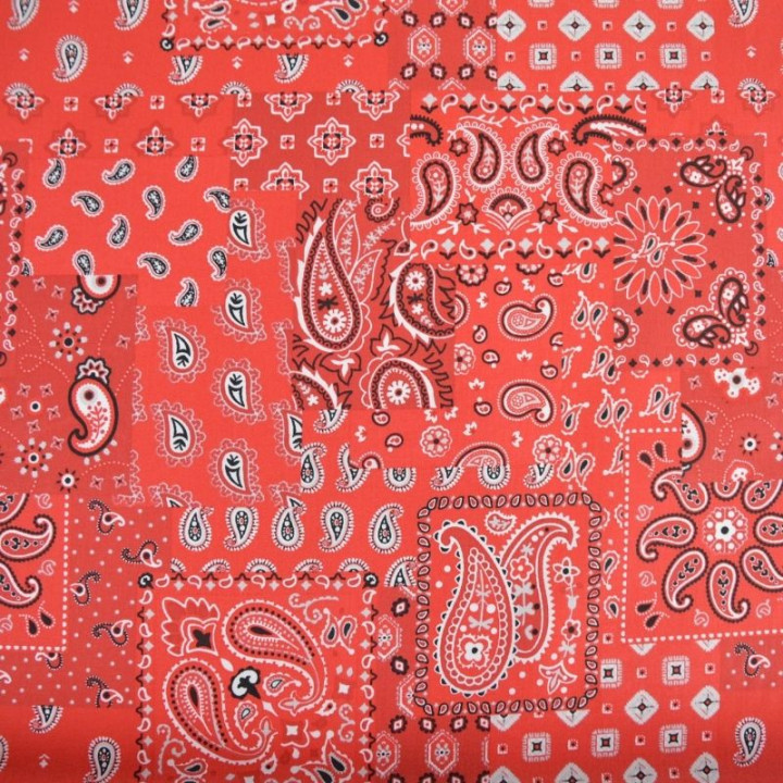 Tissu coton Farwest motif Bandana Rouge - OEKO TEX