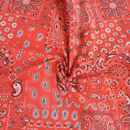 Tissu coton Farwest motif Bandana Rouge - OEKO TEX