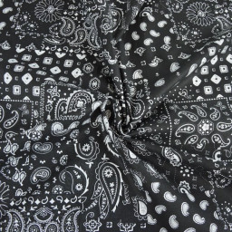 Tissu coton Farwest motif Bandana Noir - OEKO TEX