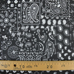 Tissu coton Farwest motif Bandana Noir - OEKO TEX