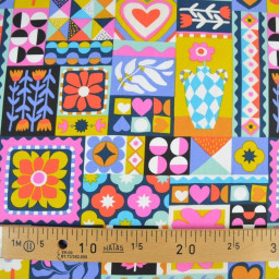 Tissu coton Bimba graphique fond noir - OEKO TEX