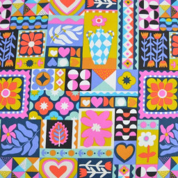 Tissu coton Bimba graphique fond noir - OEKO TEX