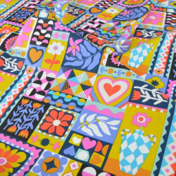 Tissu coton Bimba graphique fond noir - OEKO TEX