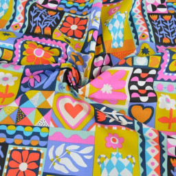 Tissu coton Bimba graphique fond noir - OEKO TEX