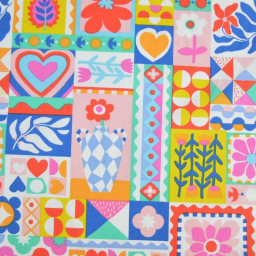 Tissu coton Bimba graphique fond Blanc - OEKO TEX