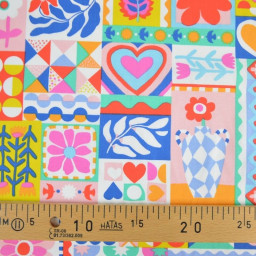 Tissu coton Bimba graphique fond Blanc - OEKO TEX