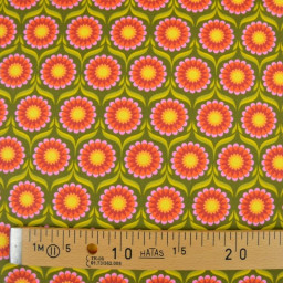Tissu coton Jolijoli motif fleurs fond vert - OEKO TEX