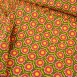 Tissu coton Jolijoli motif fleurs fond vert - OEKO TEX