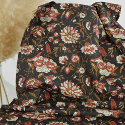 Tissu Indien Block Print Ziro fond lin