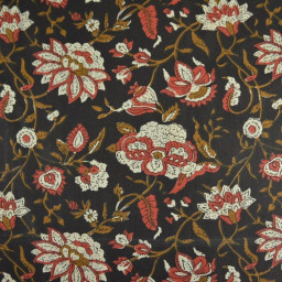 Tissu Indien Block Print Ziro fond noir