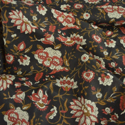 Tissu Indien Block Print Ziro fond noir