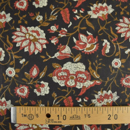 Tissu Indien Block Print Ziro fond noir
