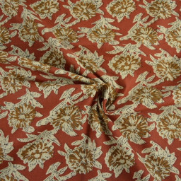 Tissu Indien Block Print Balii fond terracotta