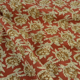 Tissu Indien Block Print Balii fond terracotta