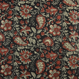 Tissu Indien Block Print Orchha fond Noir