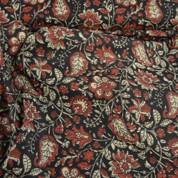 Tissu Indien Block Print Orchha fond Noir